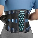 Rakiie Back Brace for Lower Back Pain Women Men, Ergonomic Back Support Brace with Lumbar Pad, Adjustable Straps and Soft Breathable Mesh Fabric, Lumbar Back Support Belt Relief from Sciatica, Herniated Disc, Size M (Waist: 33.5"-39.4")