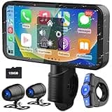 Weuaste 6.25 inch Motorcycle Dash Camera Waterproof Touchscreen, Portable Motorcycle Carplay/Android Auto GPS Navigation for Motorbike, Siri, Google Assistant, TF-128G, Motorbike GPS Navigation
