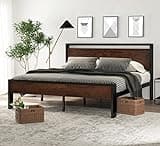 SHA CERLIN 14 Inch King Size Metal Platform Bed Frame with Wooden Headboard and Footboard, Mattress Foundation, No Box Spring Needed, Large Under Bed Storage, Mahogany