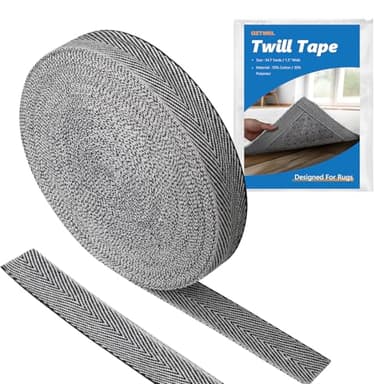 OZTWEL Twill Tape Roll 54.7 Yards 1.5" Cotton Twill Tape Herringbone Tape for Carpet Edge Binding and Rug Tufting