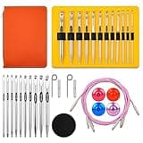 Tunisian Crochet Hooks Set - Tunisian Crochet Hook, Interchangeable Metal Tunisian Crochet Hooks Set with Cable, Tunisian Crochet Hooks, Nickel Plated Aluminum, Ergonomic 3mm-10mm, 26-Piece Set