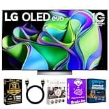 LG 77-Inch OLED C3 HDR 4K Smart OLED TV Bundle - 120 HZ Refresh Rate + UAX 4K HDMI 2.0 Cable + CPS 24 Months Protection and Streaming Kit with Alexa