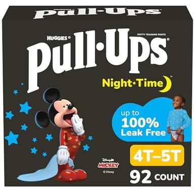 Pull-Ups Boys' Night-Time Potty Training Pants, Size 4T-5T Overnight Training Underwear (38-50 lbs), 92 Ct