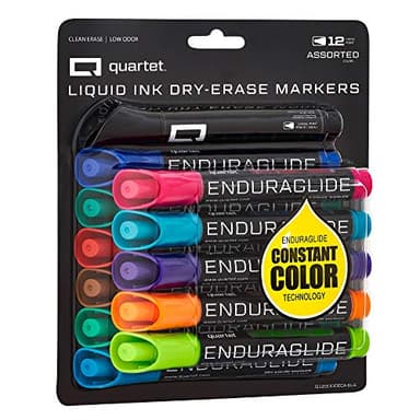 Quartet Dry Erase Markers, Whiteboard Markers, Chisel Tip, EnduraGlide, White Board Dry Erase Pens for Teachers, Home, School & Office Supplies, Assorted Colors, 12 Pack (Q120000ECA)