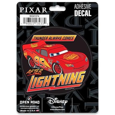 Disney Cars Lightning McQueen Adhesive Vinyl Decal - Thunder Always Comes After Lightning Sticker for Car or Truck