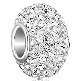 CharmSStory 925 Sterling Silver White Simulated Birthstone Charms Synthetic Crystal Bead For Bracelets