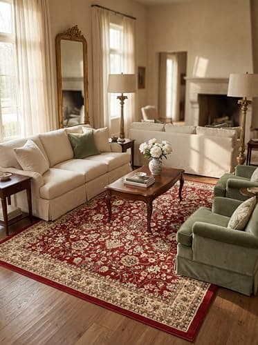 Rugs.com Yasmin Collection Rug – 10' x 13' Burgundy Medium Rug Perfect for Living Rooms, Large Dining Rooms, Open Floorplans