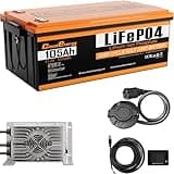 Cloudenergy 48V(51.2V) 105AH LiFePO4 Lithium Golf Cart Battery Built-in 250A BMS,3C Discharge,with 20A Charger,Mobile APP,Touch Monitor,6000+ Cycles,Perfect for Golf Carts (GFA48V-105AH with Charger)