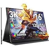 UPERFECT OLED Portable Monitor 16", 3K 2880x1800 | 120Hz | 0.1ms Portable Gaming Monitor, 500 Nits |100% DCI-P3 | 100000:1 Contrast | Ultra-Slim Design for Laptop Mini PC Phone Game Consoles