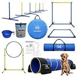 Mighty Equipped Dog Agility Equipment – Portable Backyard Agility Course with 9ft Dog Tunnel, Weave Poles, Hoop Jumps, Collapsible Water Bowl & More – Dog Training Kit for Indoor & Outdoor