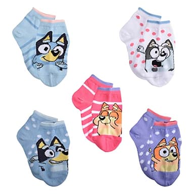 Bluey Girls Multi Pack Kid's Quarter Socks, Blue Sky (5-pack), 2-4T US