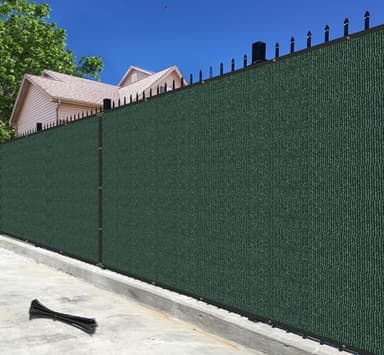 Bynbbur 6' x 25' Privacy Fence Screen Green Net Fencing 90% Blockage Windscreen Mesh Shade Cover with Copper Grommet for Patio Backyard Garden Deck Pool, Zip Ties Included
