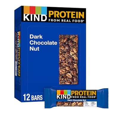 KIND Protein Snack Bar, Dark Chocolate Nut, Healthy Snacks, Gluten Free, 12g Plant Protein, 12 Count