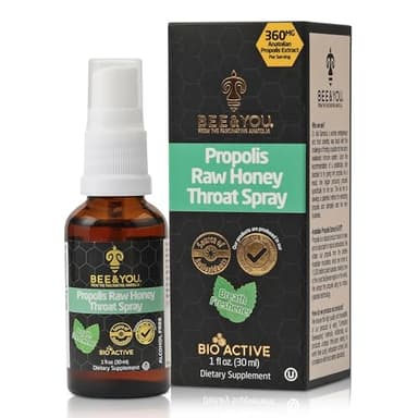 Bee and You Natural Bee Propolis Throat Spray for Immune Support Sore Throat Relief and Oral Support for Adults and Kids 1 fl oz