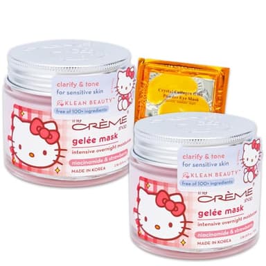 The Crème Shop x Hello Kitty Face Mask Pack - Bundle with Klean Beauty Gelee Masks Made in Korea with Niacinamide & Strawberry to Clarify & Tone Sensitive Skin | The Creme Shop Skin Care