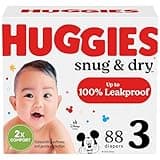 Huggies Size 3 Diapers, Snug & Dry Baby Diapers, Size 3 (16-28 lbs), 88 Count, Packaging May Vary
