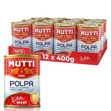 Mutti Crushed Tomatoes (Polpa), 14 oz. | 12 Pack | Italy’s #1 Brand of Tomatoes | Fresh Taste for Cooking | Canned Tomatoes | Vegan Friendly & Gluten Free | No Additives or Preservatives