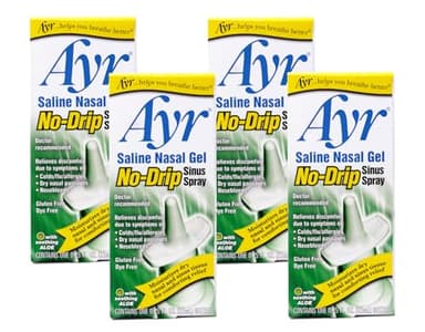 Ayr Saline Nasal Gel No-Drip Sinus Spray with Aloe – Moisturizing Saline Relief - 0.75 fl oz. (Pack of 4)