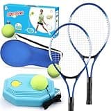 Kids Tennis Rackets Training Set - 7-in-1 Youth Tennis Racket Set, 2 pcs 19″ Rackets, 1 Trainer & 2 Rebound Balls &1 Tennis Ball & 1 Tennis Bag, Racquet Set for Beginners
