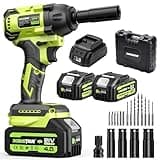 Robustrue Cordless Impact Wrench, 406Ft-lbs (550N.m) Brushless 1/2 inch, 2800RPM High Torque Impact Gun, 2x 4.0Ah Battery, Charger, 4 Sockets, Electric Impact Wrench for Car Home