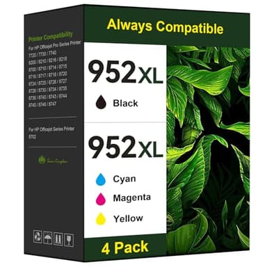 Toner Kingdom Ink Cartridges Remanufactured for HP 952 XL Ink Cartridge Combo Pack Work for HP OfficeJet 8702 OfficeJet Pro 7720 7740 8210 8710 8720 8730 8740 Series (4 Pack Black Cyan Yellow Magenta)