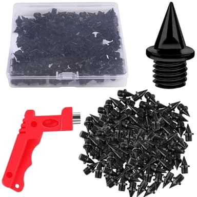 JULMELON 120PCS 1/4inch Black Stainless Steel Track and Cross Country Spikes Golf Shoe Spikes with Spike Wrench, Replacement Spikes for Sprint Sports Short Running Track Shoes