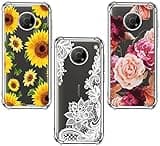 YJROP (3-Pack) for Nokia G300 Case, Soft Clear TPU [Scratch-Resistant] Drop Silicone Bumper Protection Shockproof Phone Case Cover for Nokia G300 5G / for Nokia N1374DL (2021),Flower