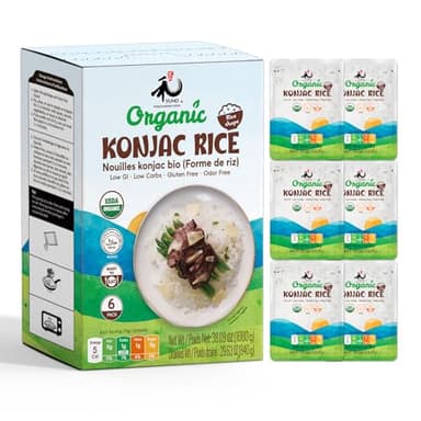 YUHO Organic Konjac Shirataki Rice Low Carb Pasta 38.09 Oz (1080 g) USDA Organic Healthy Noodle (6 Pack Inside) Keto and Paleo Friendly Low Calorie Sugar Free Vegan Ready to Eat
