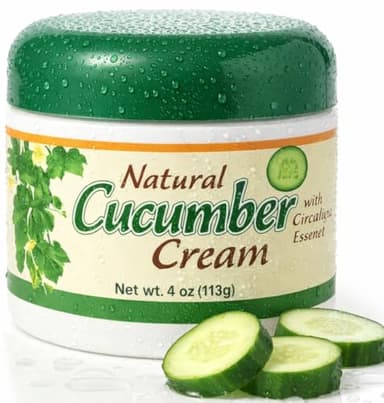 Bargz Cucumber Face Cream 4 oz 113g Non Greasy Moisturizer with Cucumber Extract Aloe Chamomile Ginseng Herbal Blend Hydrating Soothing Anti Aging Cream for Dry Sensitive Skin Fine Lines Wrinkles