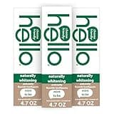 hello Naturally Whitening Fluoride Toothpaste, Natural Whitening Toothpaste with Coconut Oil and Tea Tree Oil, Tames Bad Breath, Helps Moisturize, and Fights Cavities, Mint, 3 Pack, 4.7 Oz Tubes