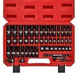 CASOMAN 3/8" Drive Impact Socket Set, 49 Piece Standard SAE and Metric Sizes (5/16-Inch to 3/4-Inch and 8-22 mm), 6 Point, Cr-V Steel Socket Set