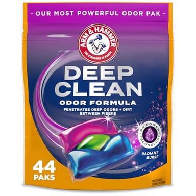 ARM & HAMMER™ Deep Clean Odor Formula Laundry Detergent Power Paks, Laundry Odor Remover, Radiant Burst Scent, 44 Count, 44 Loads