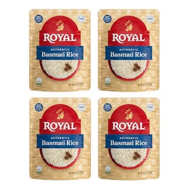Royal White Basmati Rice - Ready to Heat Basmati Rice - (4 Pack) 8.5 oz Microwaveable Pouch