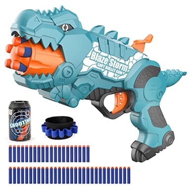 Dinosquad Dinosaur Blasters Toy for Toddlers, 50 Soft Foam Bullets & 5-Dart Rotating Drum, Dino Soft Bullet Blasters for Indoor Outdoor Shooting Game for 6 Year Old Boys Girls and Up