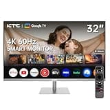 KTC 32 Inch 4K Smart Monitor with Google TV System 3840 * 2160P Netflix Licensed Type C 65W PD Speakers 5W*2 Dolby Audio Hey Google Voice Remote HDR WiFi Bluetooth VESA Tiltable 32 in Smart TV
