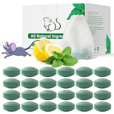 Mouse Rodent Repellent, 24 Pack Peppermint Oil for Mice, Mouse, Rats, Squirrel, Pest Control Indoor & Outdoor Use, Natural Deterrent Replace Trap Poisoning Family & Pet Safe Green