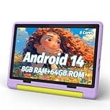 URAO Kids Tablet, Android 14 Tablet for Kids 10 inch, Toddler Tablet Octa-Core 64GB 1TB TF Card Expandable,Children's Tablet with Case, WiFi Tablet Parental Control, Dual Camera, Great Gift for Kids