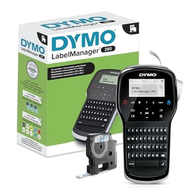 DYMO Label Maker LabelManager 280 Rechargeable Portable Label Maker Easy-to-Use One-Touch Smart Keys QWERTY Keyboard PC and Mac Connectivity For Home & Office Organization