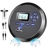 DESOBRY CD Player Portable with Speakers & FM Transmitter, Compact CD Player for Car Built-in 2000mAh Rechargeable Battery, Walkman Player with LCD Screen, Earphones, AUX Cord