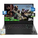 HP Omen 16 Gaming Laptop | 16.1" FHD IPS 165Hz (100% sRGB) | Intel 10-core i7-13620H | 64GB DDR5 1TB SSD | GeForce RTX 4060 | RGB Backlit FHD Privacy Camera Fast Charging B&O Win11Pro w/DLCA Accessory