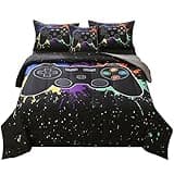 JQinHome Twin Gamer Comforter Sets for Boys&Girls ,6 Piece Bed in A Bag 3D Video Game Bedding -All Season Microfiber Gamer Bedding Sets for Kids, with Pillowcase, Flat & Fitted Sheet,Cushion Cover
