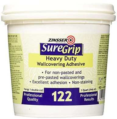 Zinsser SureGrip 122 | Heavy Duty Clear Strippable Wallcovering Adhesive | Excellent Adhesion | Dries Clear | Quart