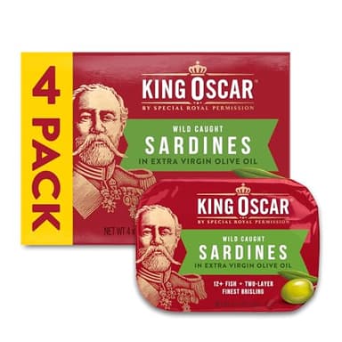 King Oscar Wild Caught Sardines in Extra Virgin Olive Oil 3.75 Ounce (Pack of 4)