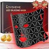 Lovsheme Red Light Therapy for Face, Enhance LED Face Mask Light Therapy for Acne, Wrinkles & Skin Rejuvenation, 3 Light Modes & Timing Settings, Eye Protection, Portable LED Face Mask Home Skincare