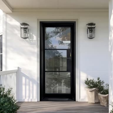 CHETTO C 36" X81" Prehung Door Wrought Iron Single Door Left Side Activation 3-Lite Clear Glass (Matte Black)