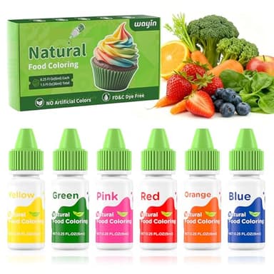 Natural Food Coloring Liquid Set - 6 Vibrant Color Food Grade