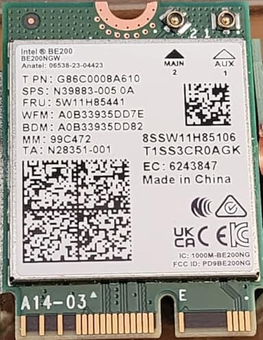 Intel 282726 Nt Be200.ngwg.nv Intel Wi-fi 7 Be200 2230 2x2 Be+bt No Vpro Retail