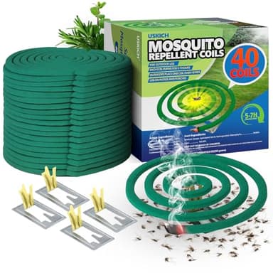 Mosquito Coils Outdoor Patio Fresh Scent,Use Reaches Up to 10 feet, Each Mosquito Coil Burns for 5-7 Hours (Contains 40 coils & 4 Stands)