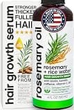 Rosemary Oil and Rice Water Hair Growth Spray - Serum with Biotin, Keratin, Caffeine, Vitamins C & B5 for Hair Mask, Hair Care, Scalp Treatment, Thickening Dry Damaged Hair for Women & Men, 4oz