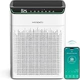 MORENTO Air Purifiers for Home Large Room Up to 1690 ft2 with PM 2.5 Air Quality Monitor WiFi and Alexa compatible Double-sided Air Inlet for Smoke and Odor 1 Pack+2 Pack HEPA Filters White